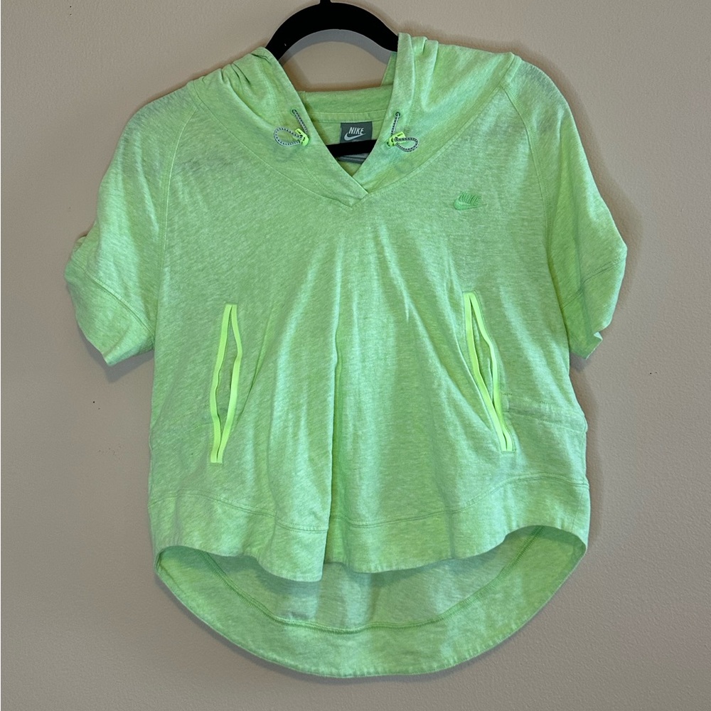 Nike Green Short Sleeve Crop Hoodie